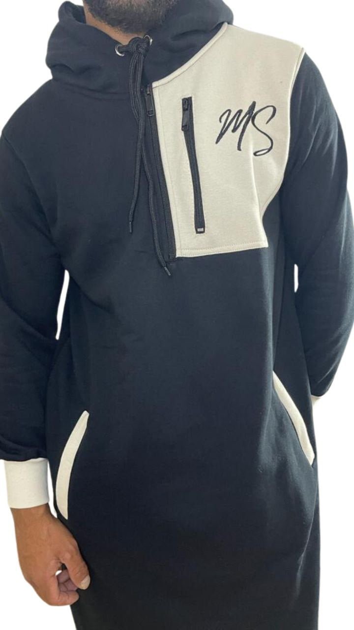 Men's Black Hoodie Thobe - Image 3