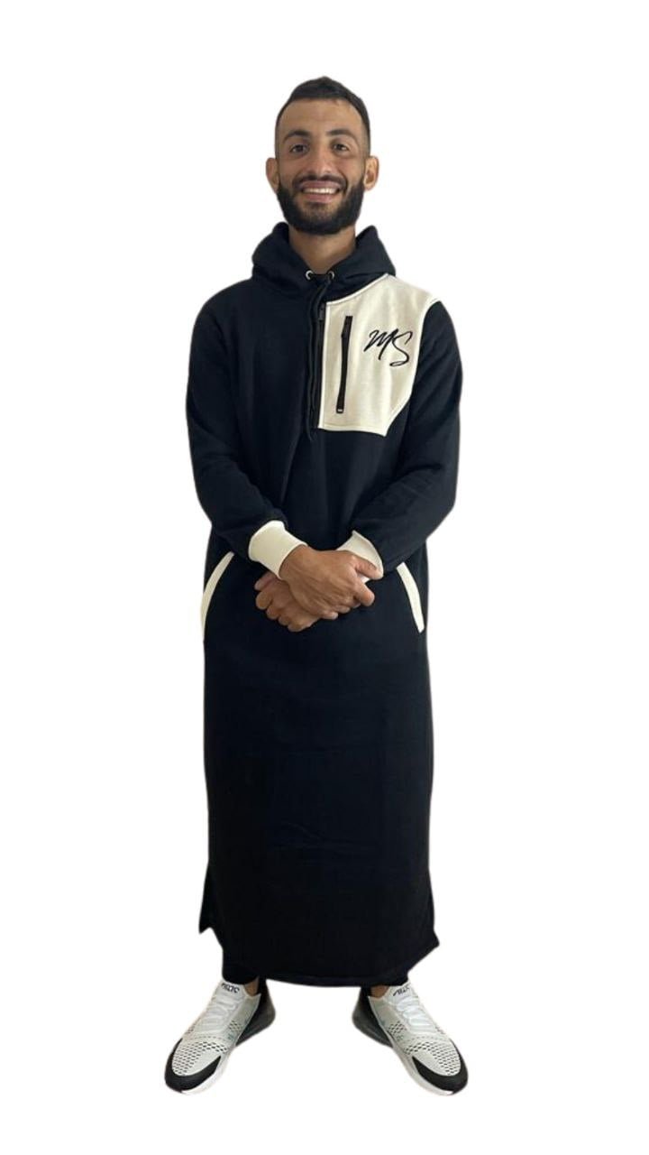 Men's Black Hoodie Thobe - Image 2